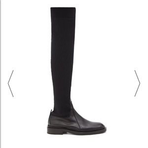 Jil Sander Sock-Inset leather and jersey over-the-knee-boots size 38